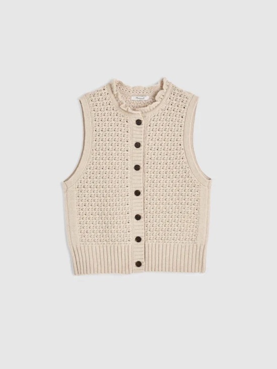 Madewell Sweaters - Madewell Ruffled Sleeveless Cardigan Top, NWT Size Small
